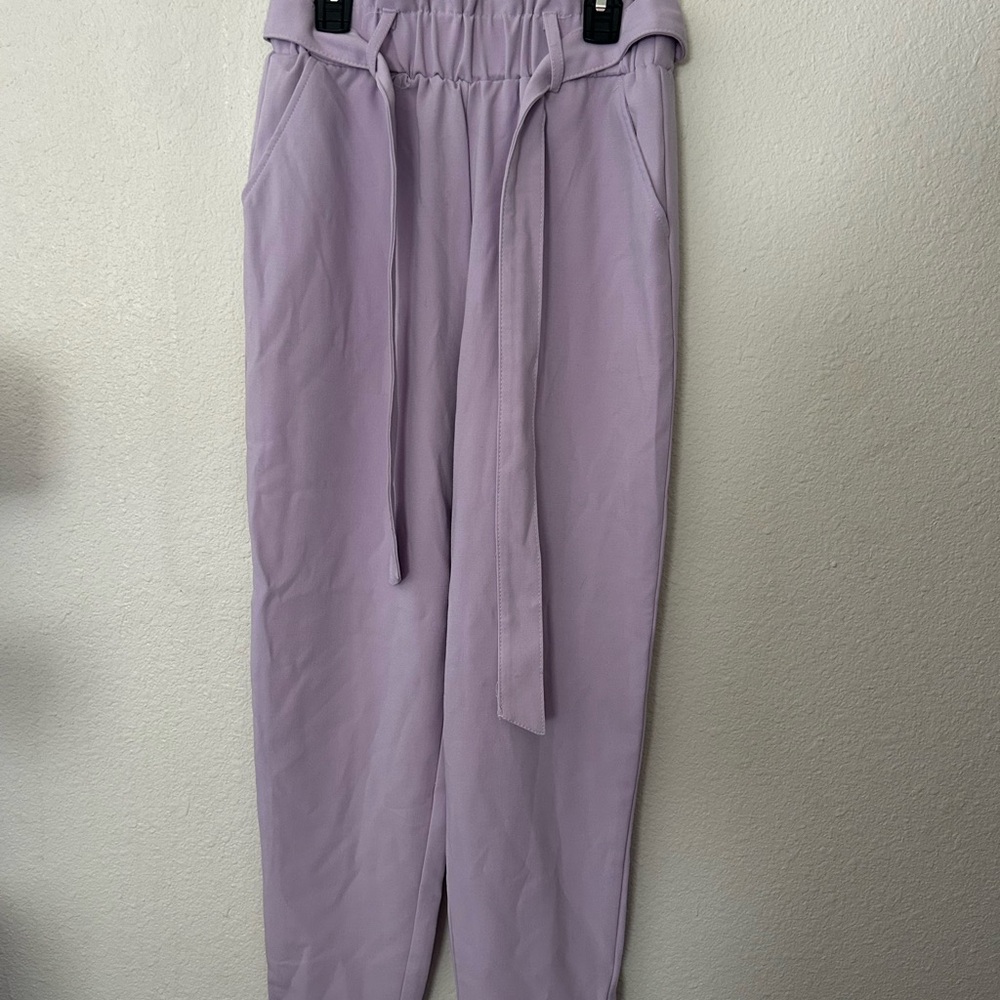 SO Purple Ankle Cropped Pants with Elastic Waistband
